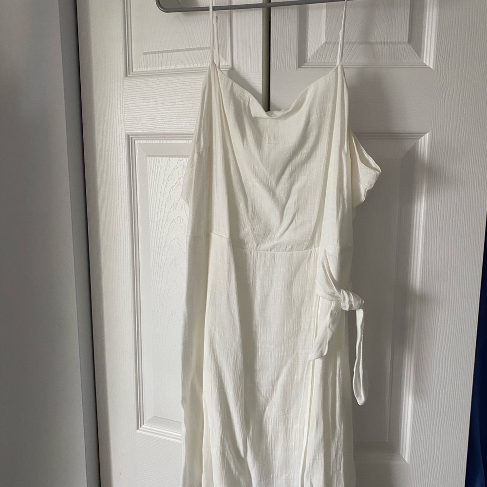 Nine West White Wrap Tie Front Midi Dress